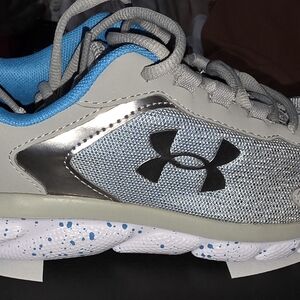 Under Armour Kids' Silver and Blue Sneakers